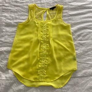 Yellow Sleeveless Top Tank Shirt Shell Pleats
